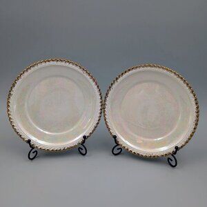 Pair of Midcentury Vintage Pearl China Iridescent Lusterware 7 3/8" Plates
